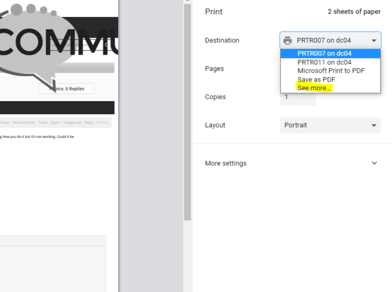 Chrome Print Dialogue